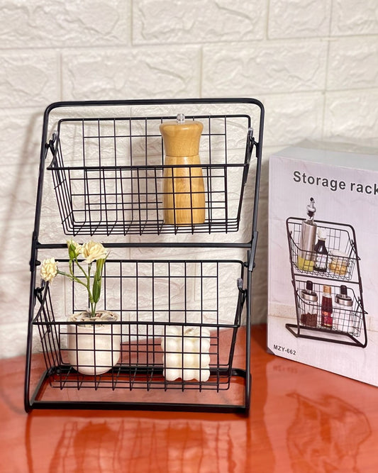étagère de rangement en métal 2 niveaux