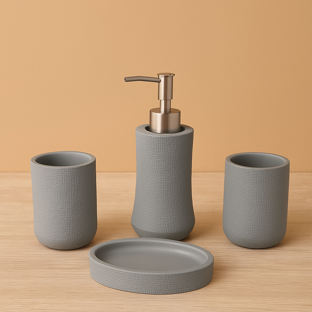 Set d’accessoires pour salle de bain en résine 4pcs