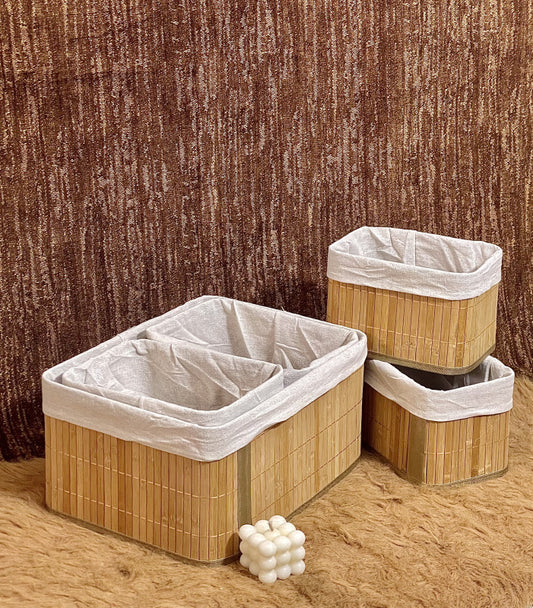 Ensemble de 5 panier de rangement en bambou