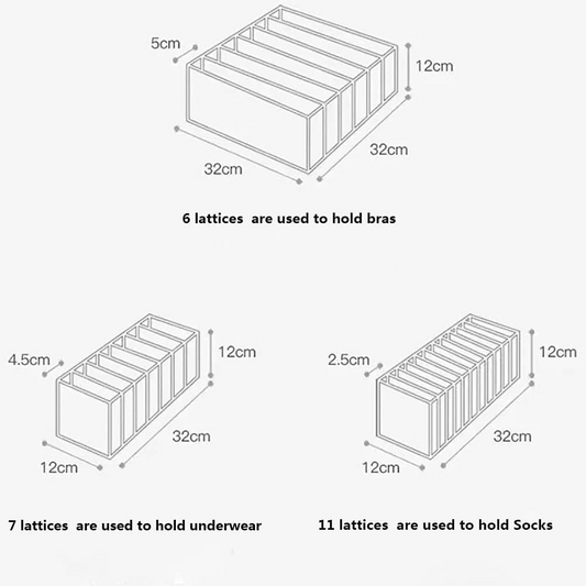 3 pièces rangements sous-vêtements