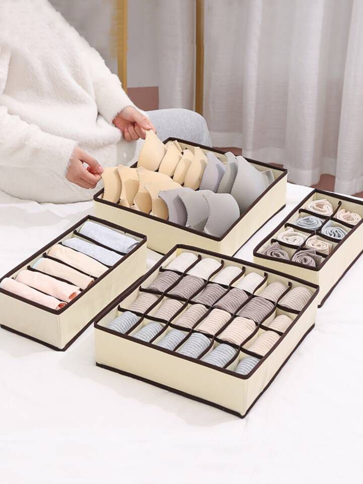 Boîte de rangement sous vêtements Beige ✨