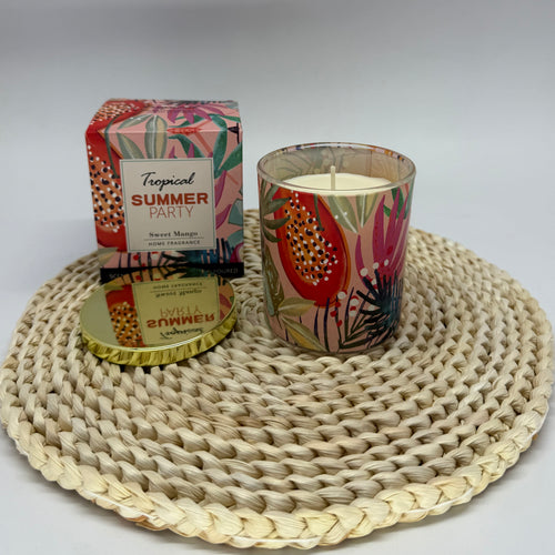 Bougie parfumée « Tropical » dans un verre avec couvercle D8*9cm