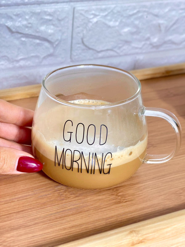 Tasse à café en verre "GOOD MORNING" 350ml