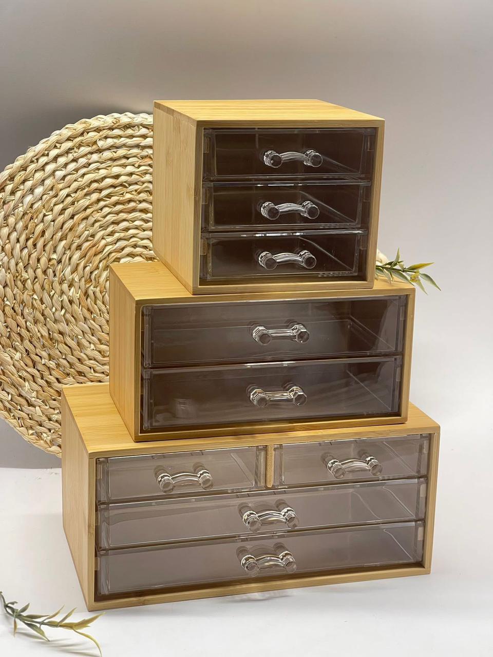 Boite de rangement en plexi et bambou