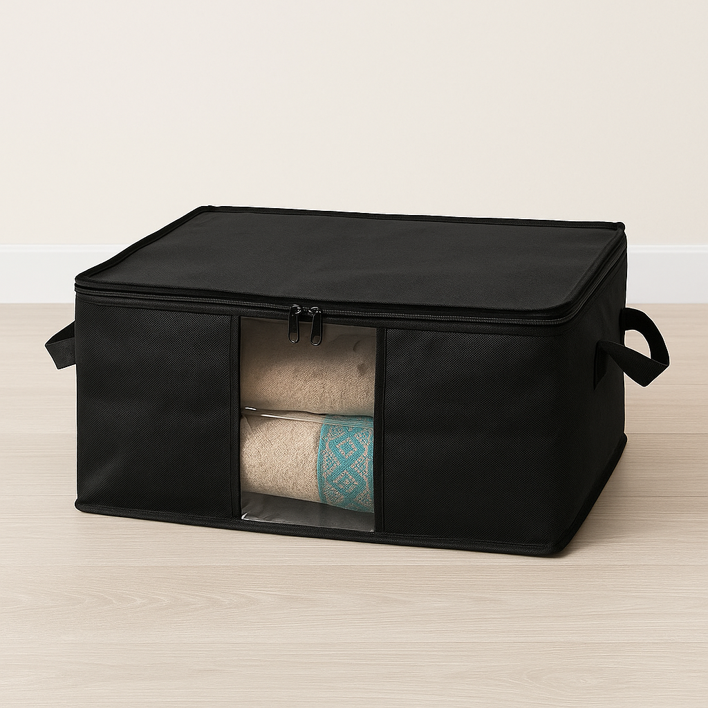 Boîte de Rangement en Tissu – avec Fenêtre Transparente