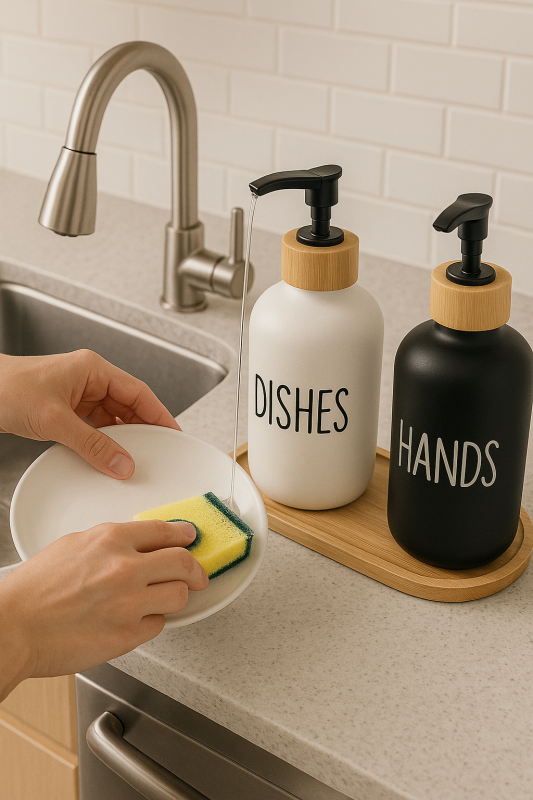 Distributeur de savon à main et à vaisselle en verre 500ML