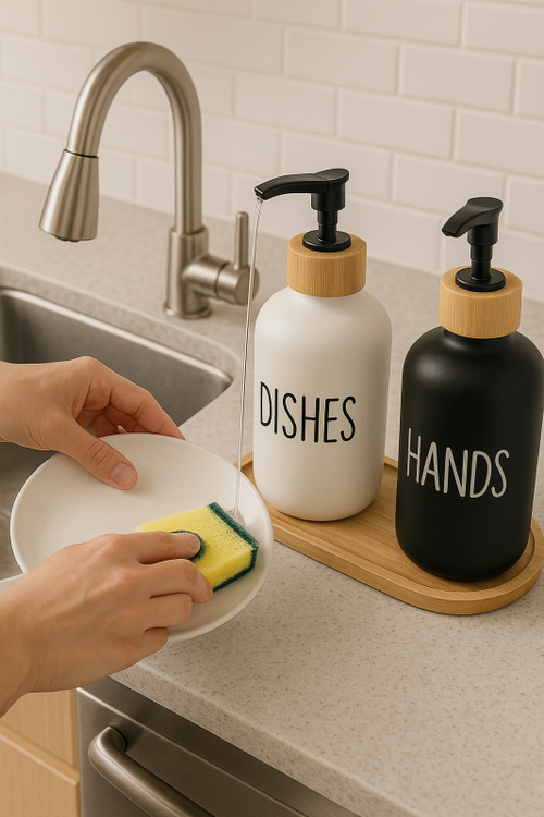 Distributeur de savon à main et à vaisselle en verre 500ML