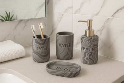 Pack complet salle de bain marbrée en Résine 4pcs