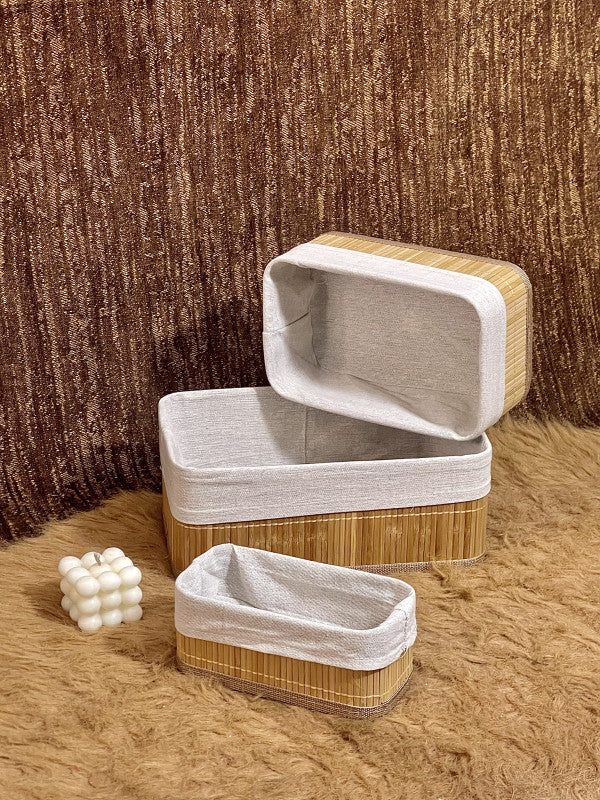Ensemble de 3 panier (forme rectangulaire)en bambou