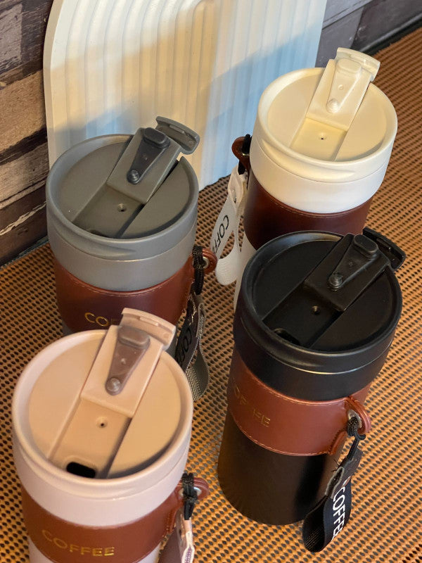 Thermos isotherme fashion avec bande cuir 600ML