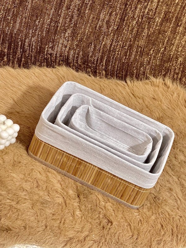Ensemble de 3 panier (forme rectangulaire)en bambou