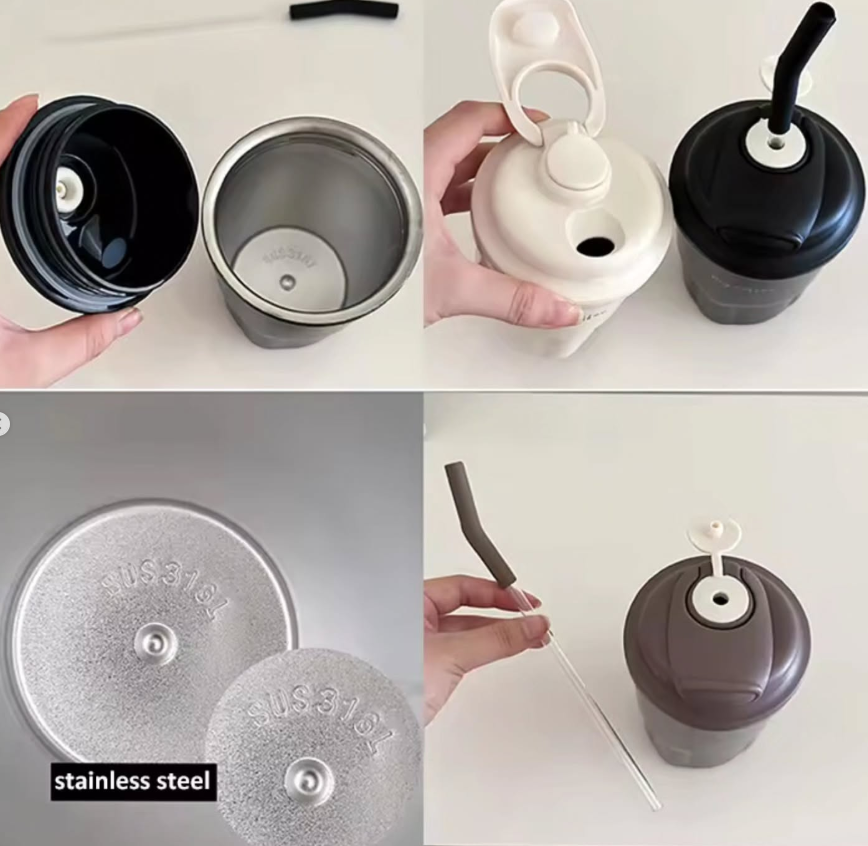 🌸 Thermos coréen mignon avec paille – 450 ml 🌸