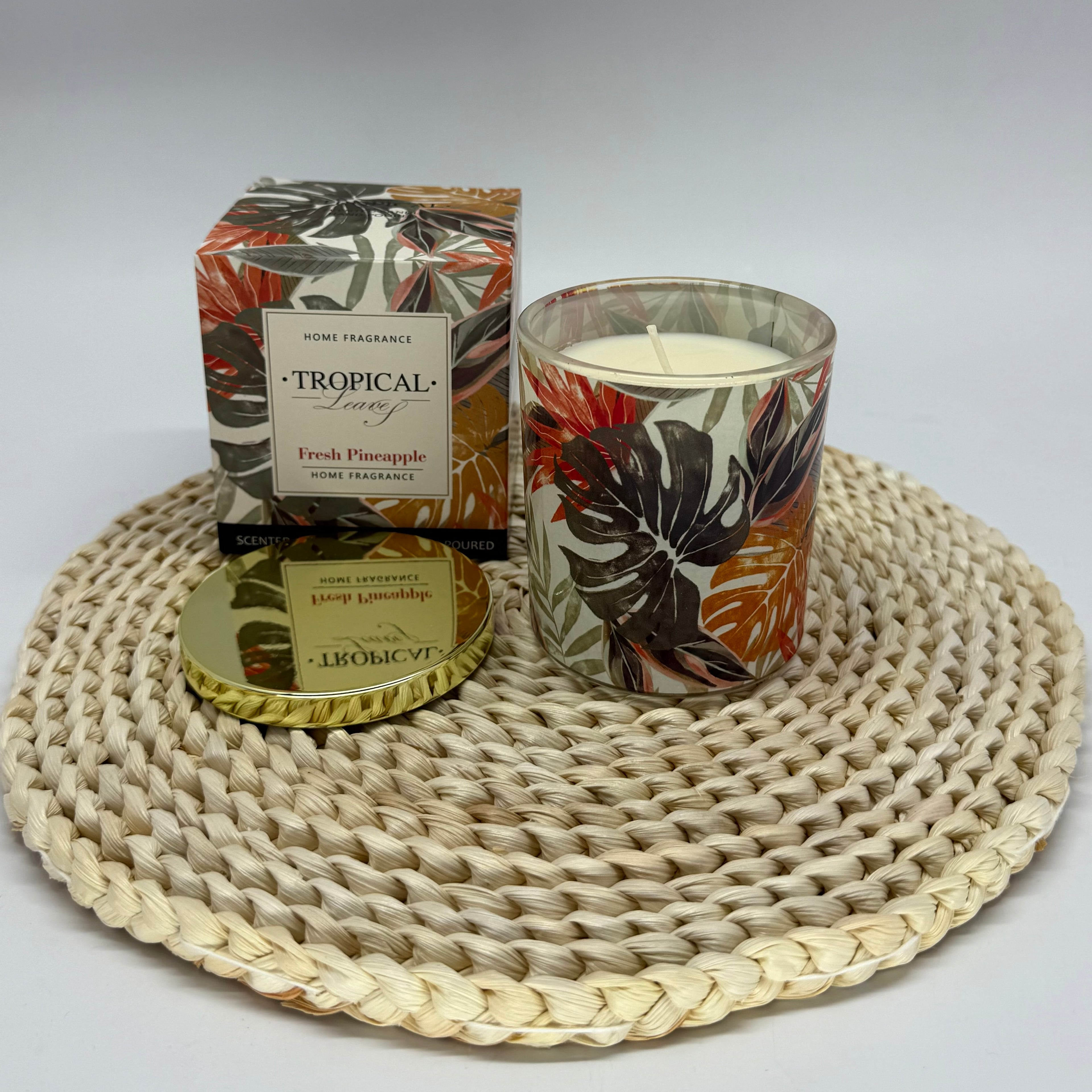Bougie parfumée « Tropical » dans un verre avec couvercle D8*9cm