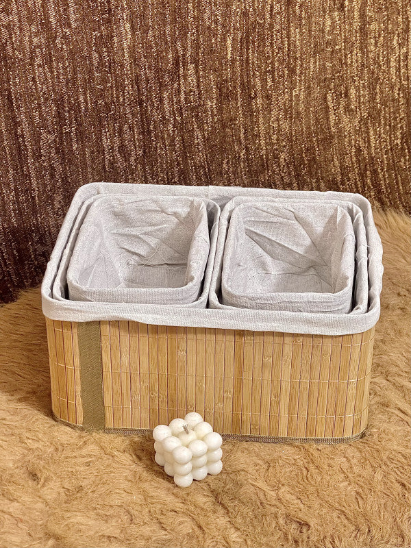 Ensemble de 5 panier de rangement en bambou