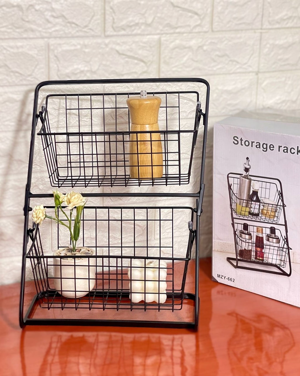 étagère de rangement en métal 2 niveaux