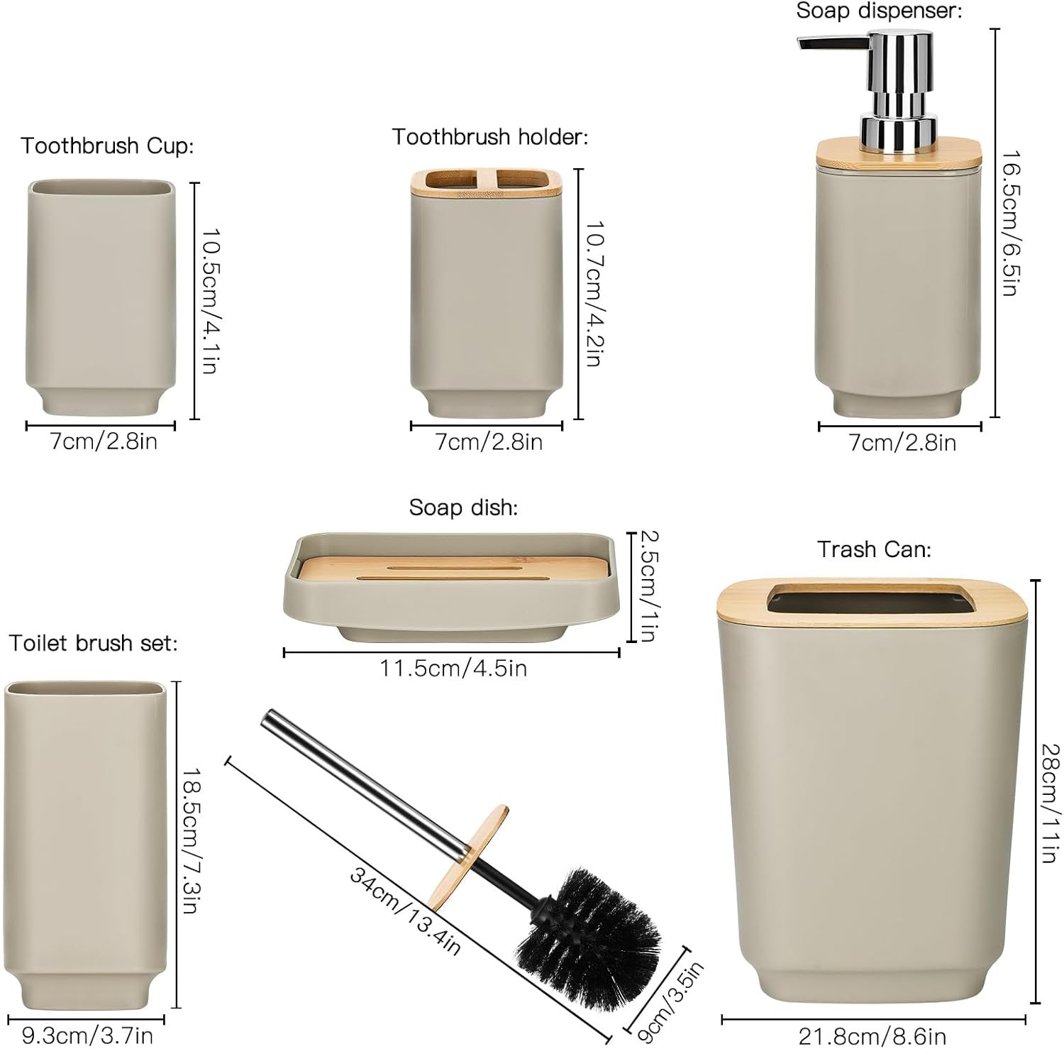 Ensemble d'accessoires de salle de bain 6pcs