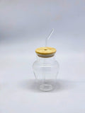 Tasse en verre forme jarre & paille