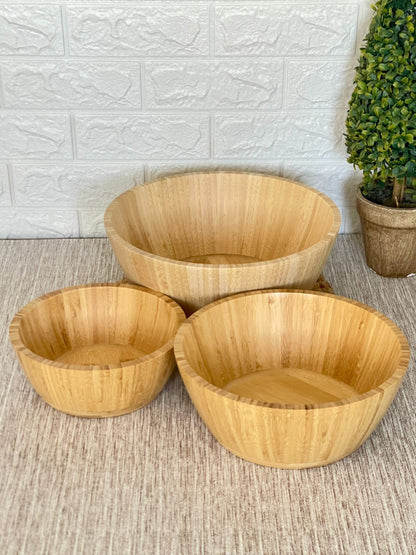 Série de 3 bols de saladier en bambou