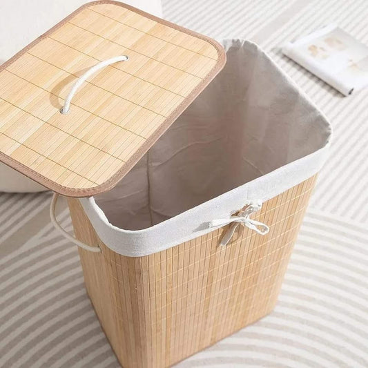 Panier à linge en bambou (forme rectangulaire)