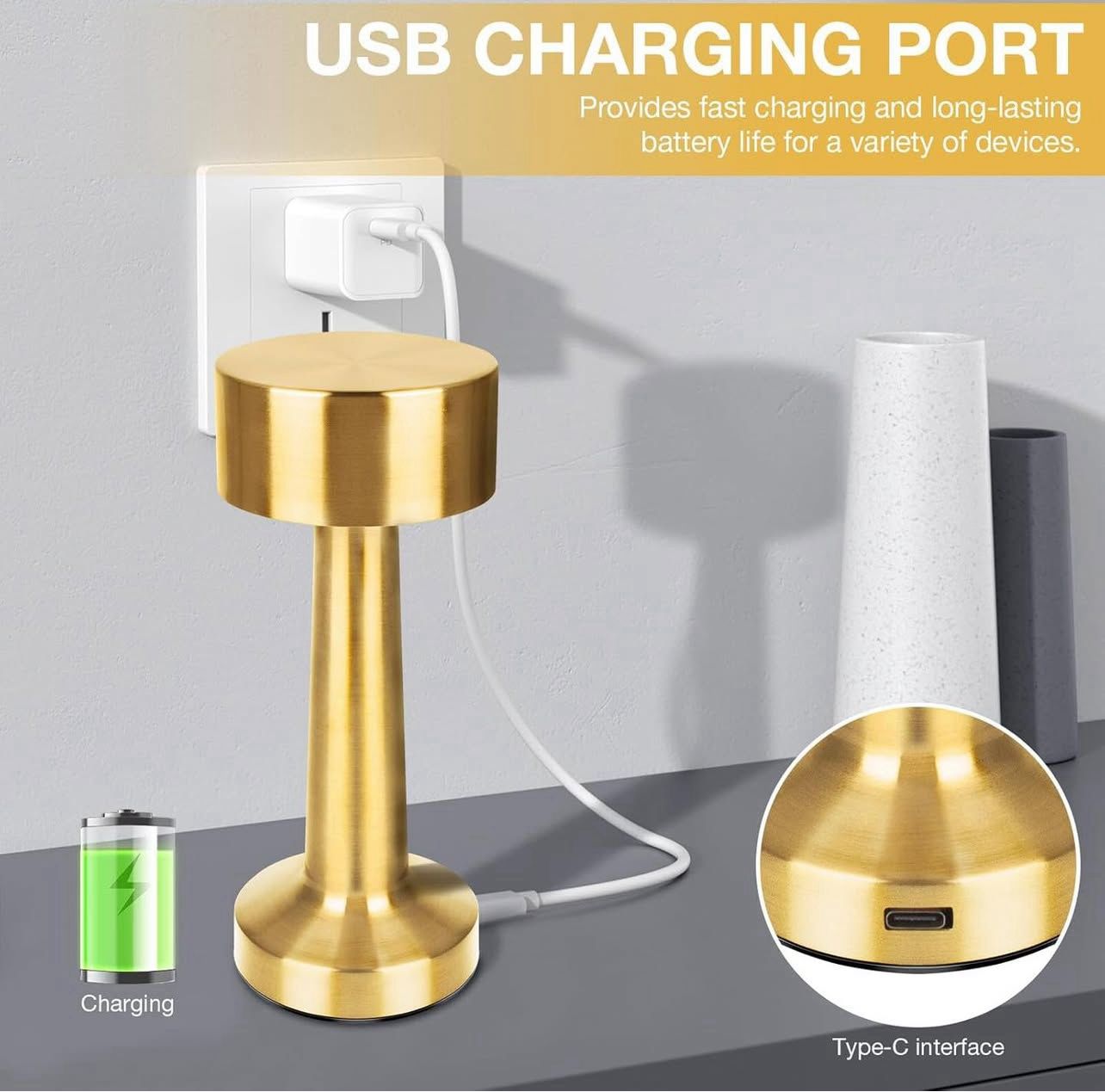 Retro Table Lamp Metal Touch Decor