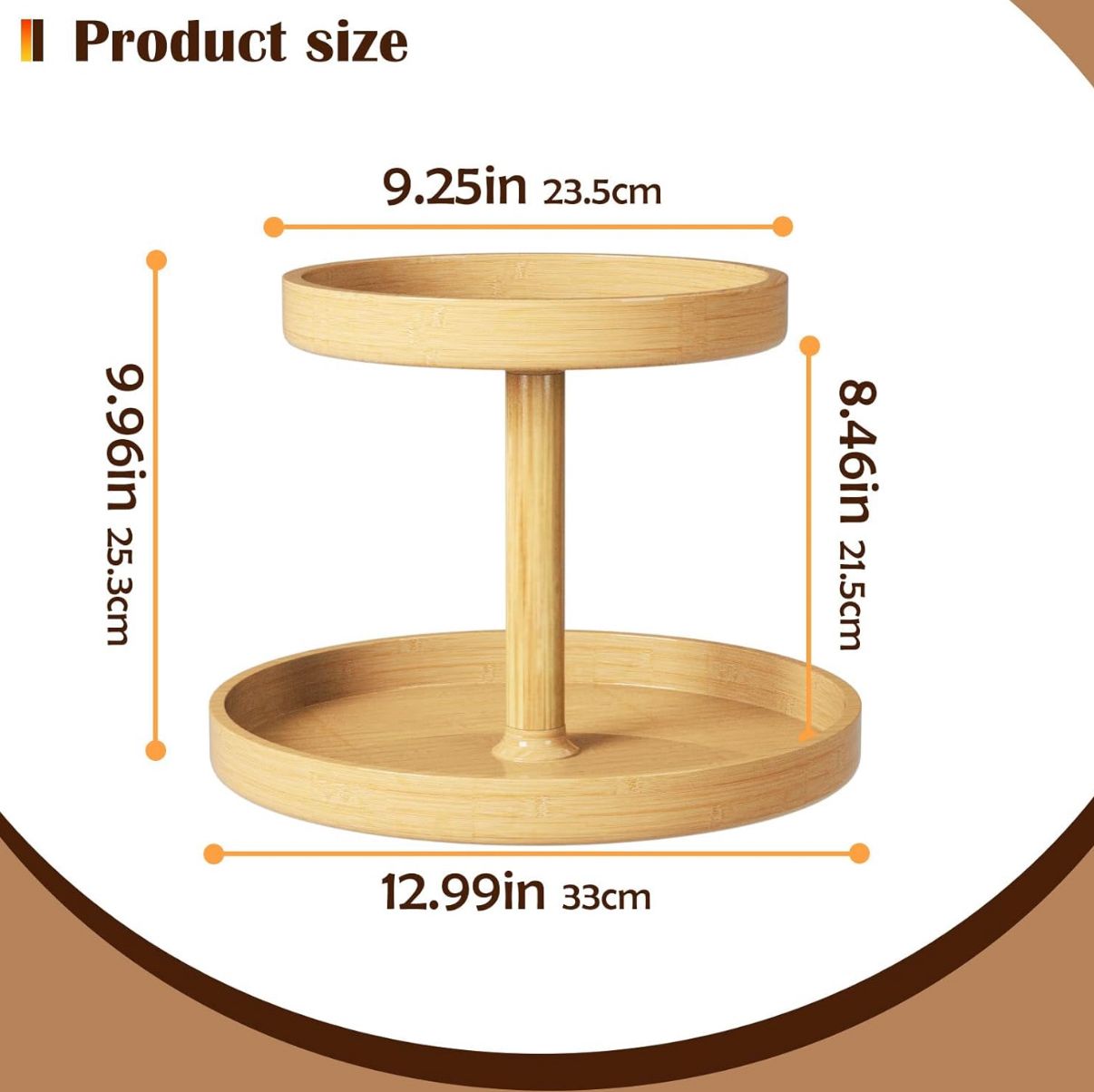 Plateau en 2 étages rotatif en bambou Multifonctions