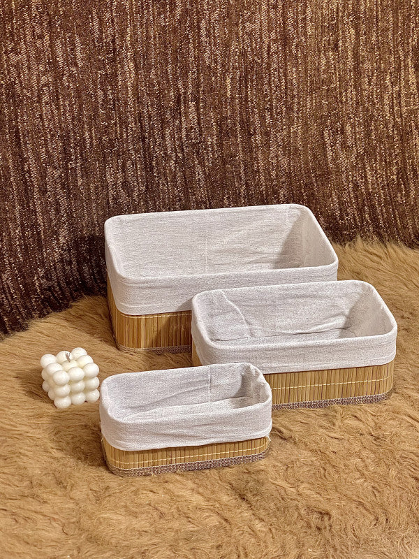 Ensemble de 3 panier (forme rectangulaire)en bambou