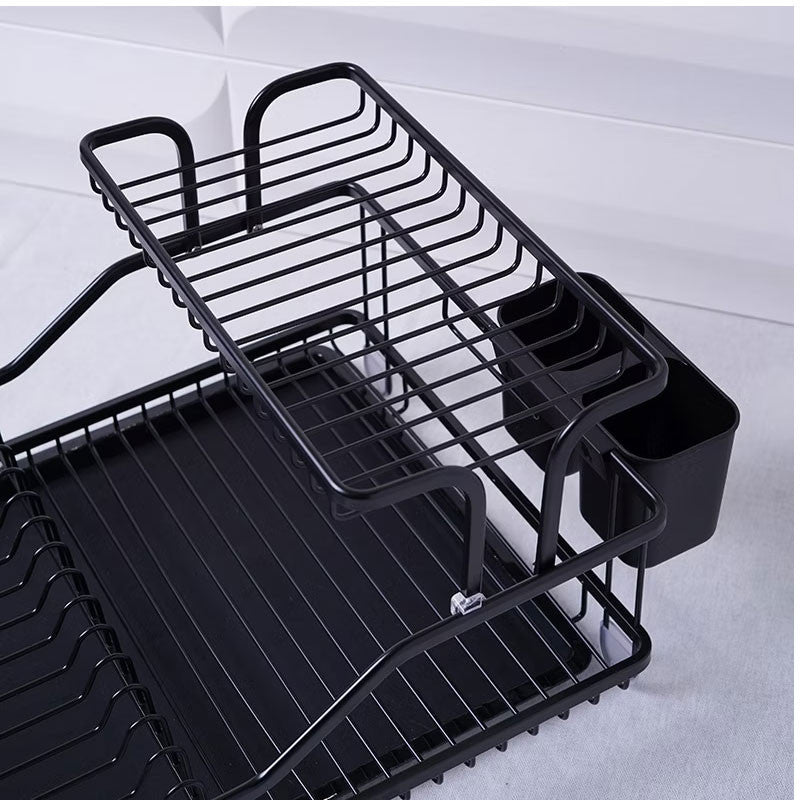 Égouttoir à Vaisselle Double Niveau Noir