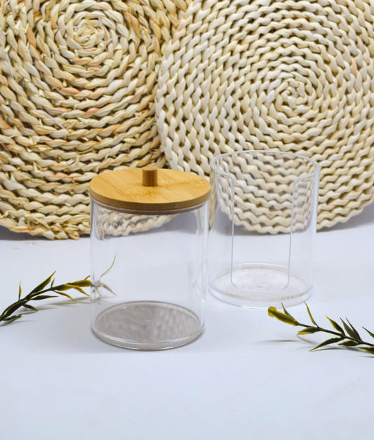 Boîte de Rangement en Acrylique pour Coton a deux étages