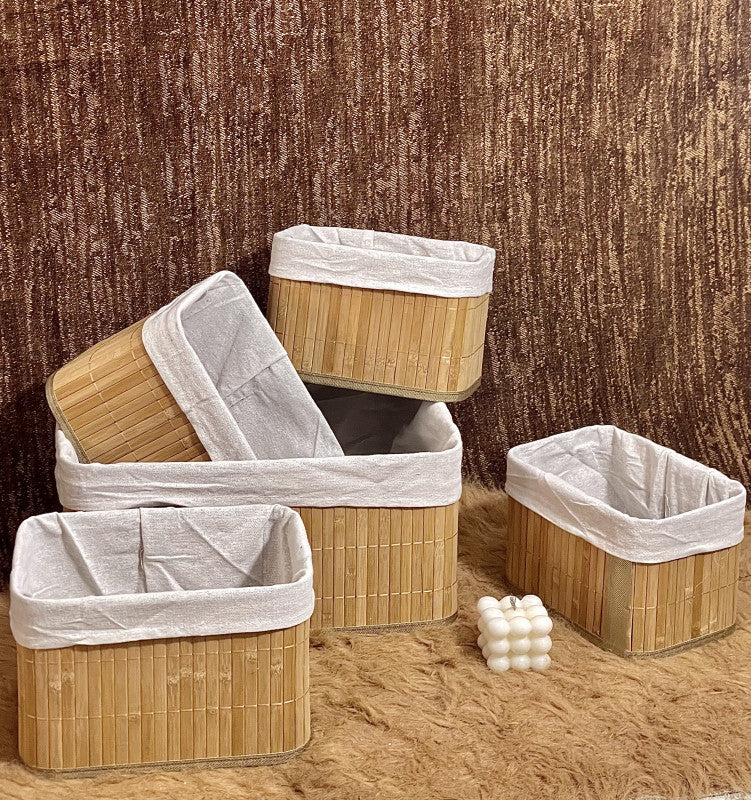 Ensemble de 5 panier de rangement en bambou