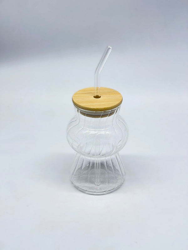 Tasse en Verre avec Couvercle & Paille